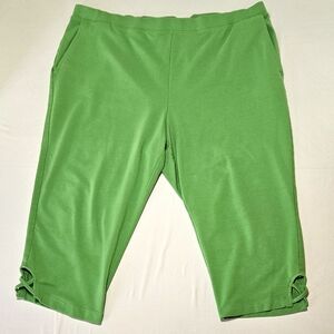 Green Capri Leggings XL Stretch • Pull-On Casual Lounge Summer Pants